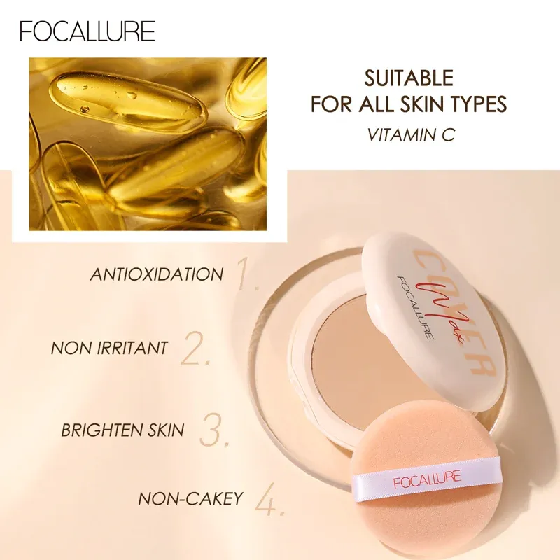 פודרה קומפקטית Focallure לכיסוי מט ועמידות יומיומית