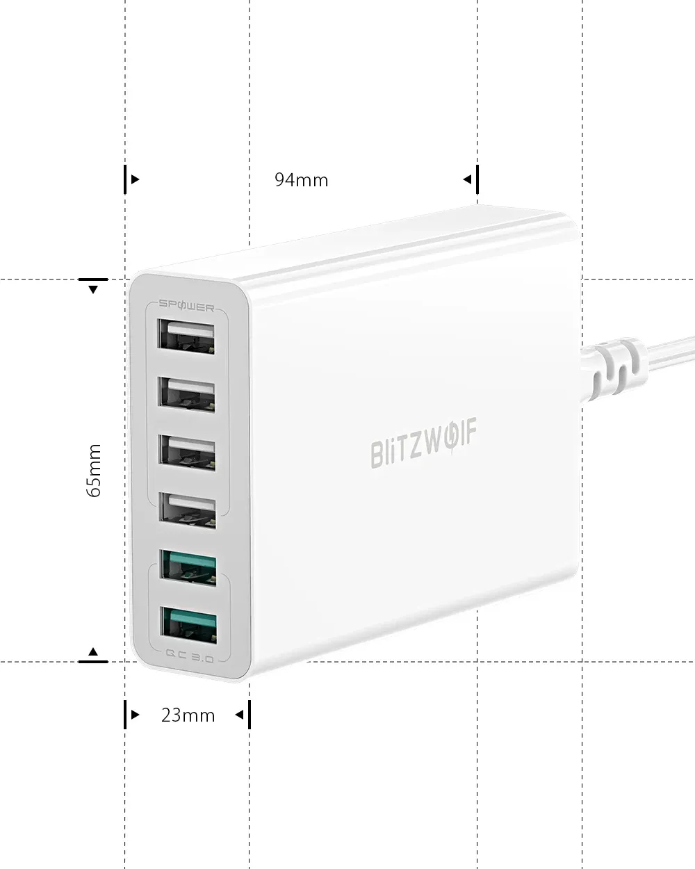 מטען שולחני Blitzwolf BW-S15 עם 6 יציאות וטעינה מהירה