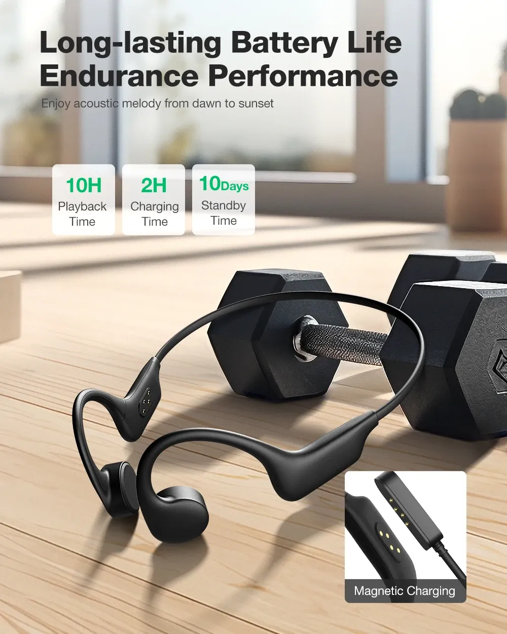 אוזניות ספורט Bone Conduction BlitzWolf BW-BTS8 עם זיכרון 32GB ועמידות למים