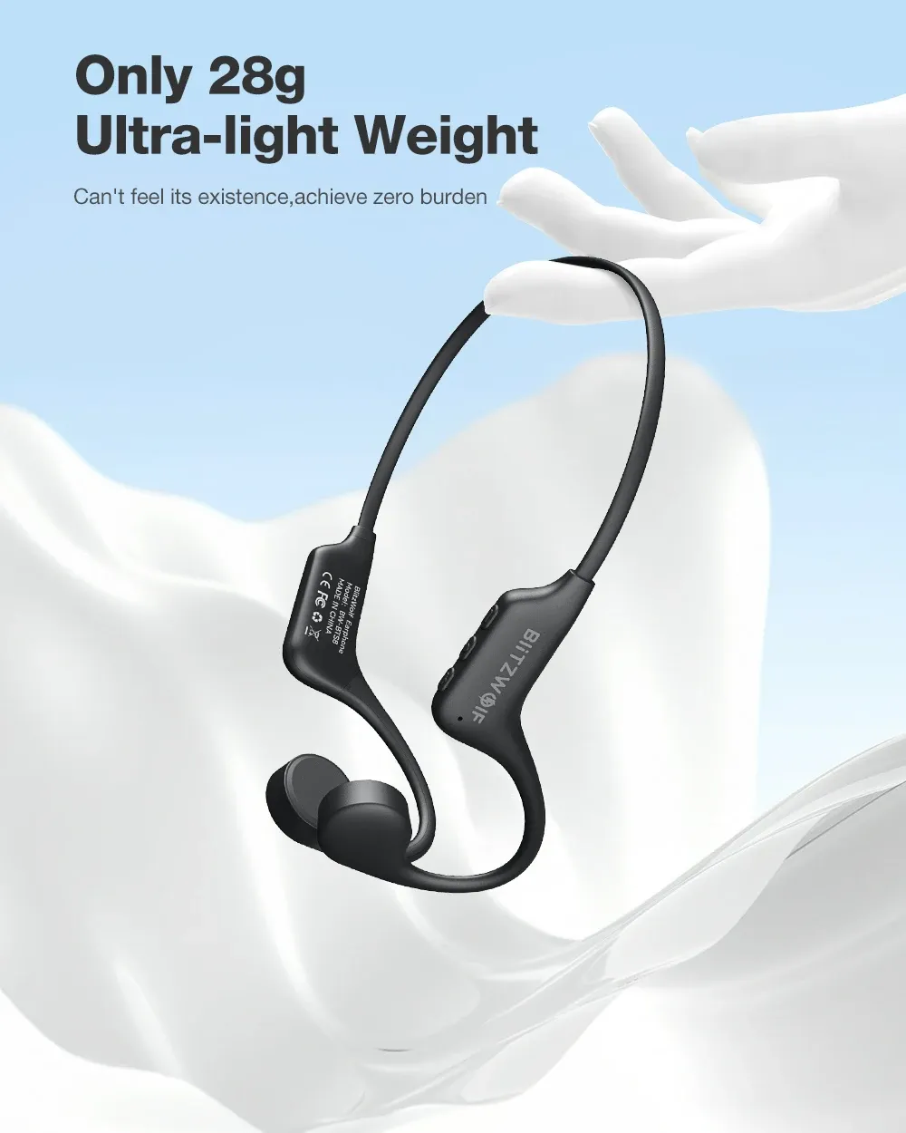 אוזניות ספורט Bone Conduction BlitzWolf BW-BTS8 עם זיכרון 32GB ועמידות למים