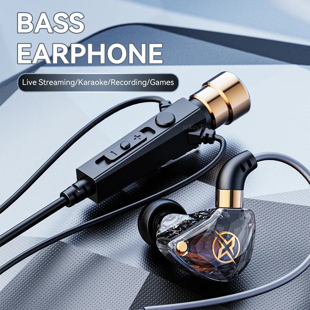 אוזניות חוטיות HiFi עם מיקרופון וביטול רעשים לספורט ולמוזיקה