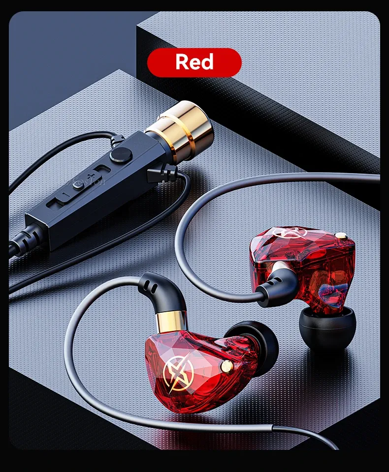 אוזניות חוטיות HiFi עם מיקרופון וביטול רעשים לספורט ולמוזיקה
