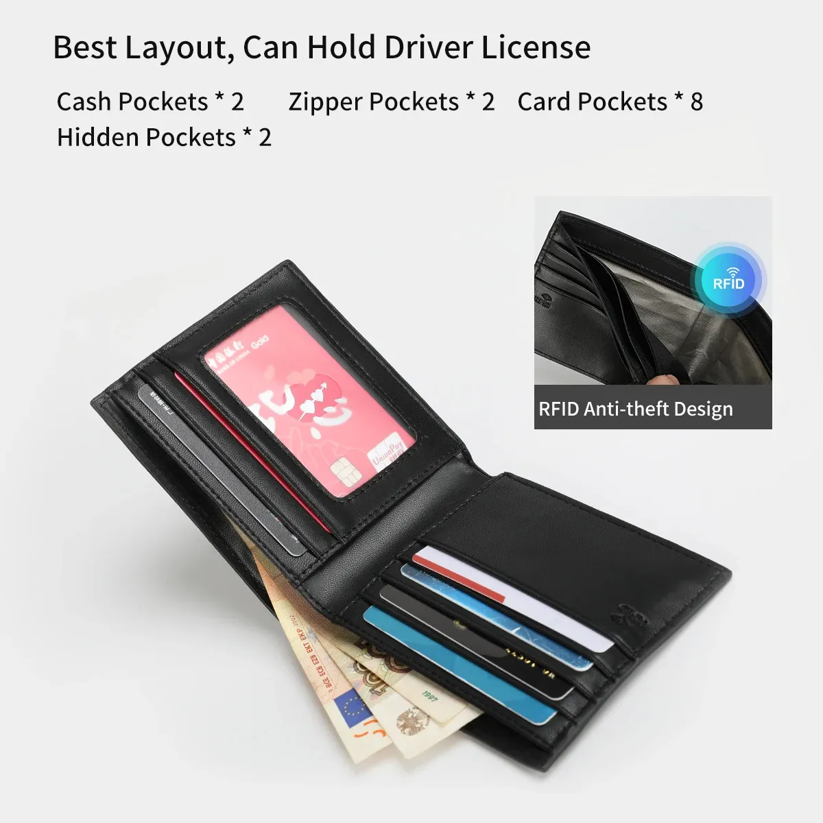 ארנק גברים דק Tigernu עם הגנת RFID ועיצוב עסקים