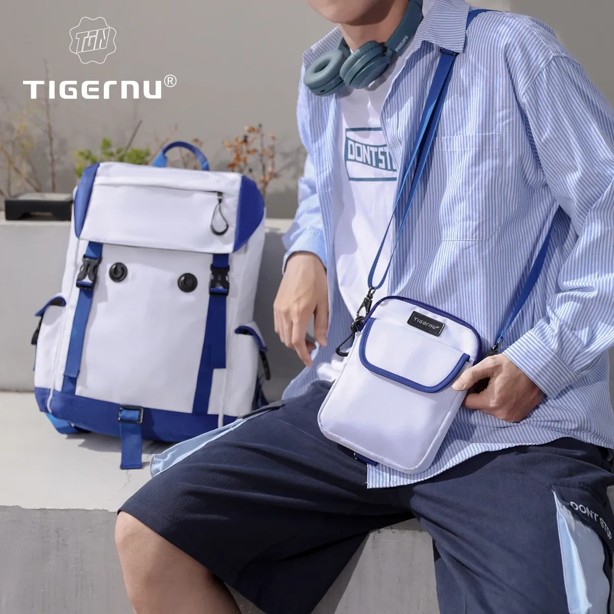 תיק גב Tigernu מודולרי 14 אינץ׳ עם תא נשלף ועמידות למים
