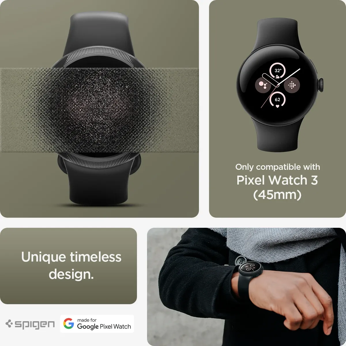 כיסוי מגן Spigen Liquid Air ל‑Google Pixel Watch 3 ‏45 מ״מ