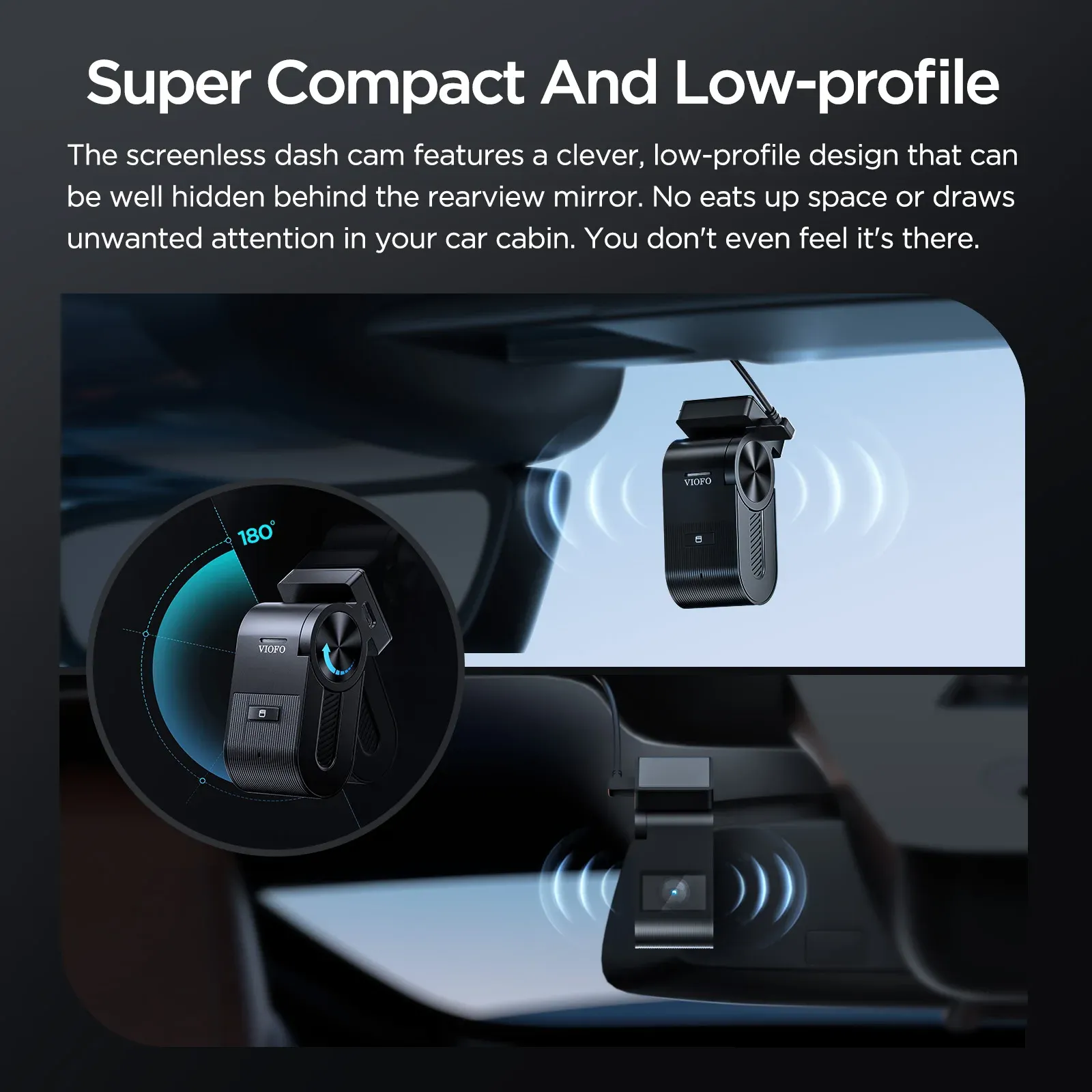 מצלמת דרך קדמית נסתרת Viofo VS1 2K עם GPS ו‑Wi‑Fi