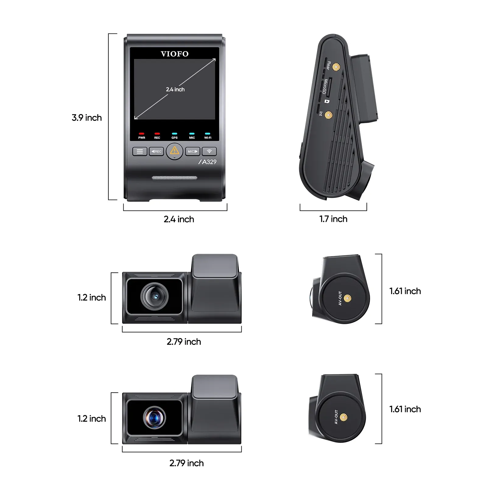מצלמת דרך VIOFO A329T תלת־ערוצית 4K עם GPS ו‑Wi‑Fi 6