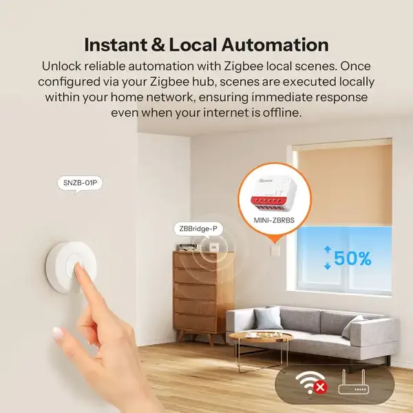 מתג תריס חכם SONOFF Zigbee 3.0 לשליטה במנועי וילון ותריס