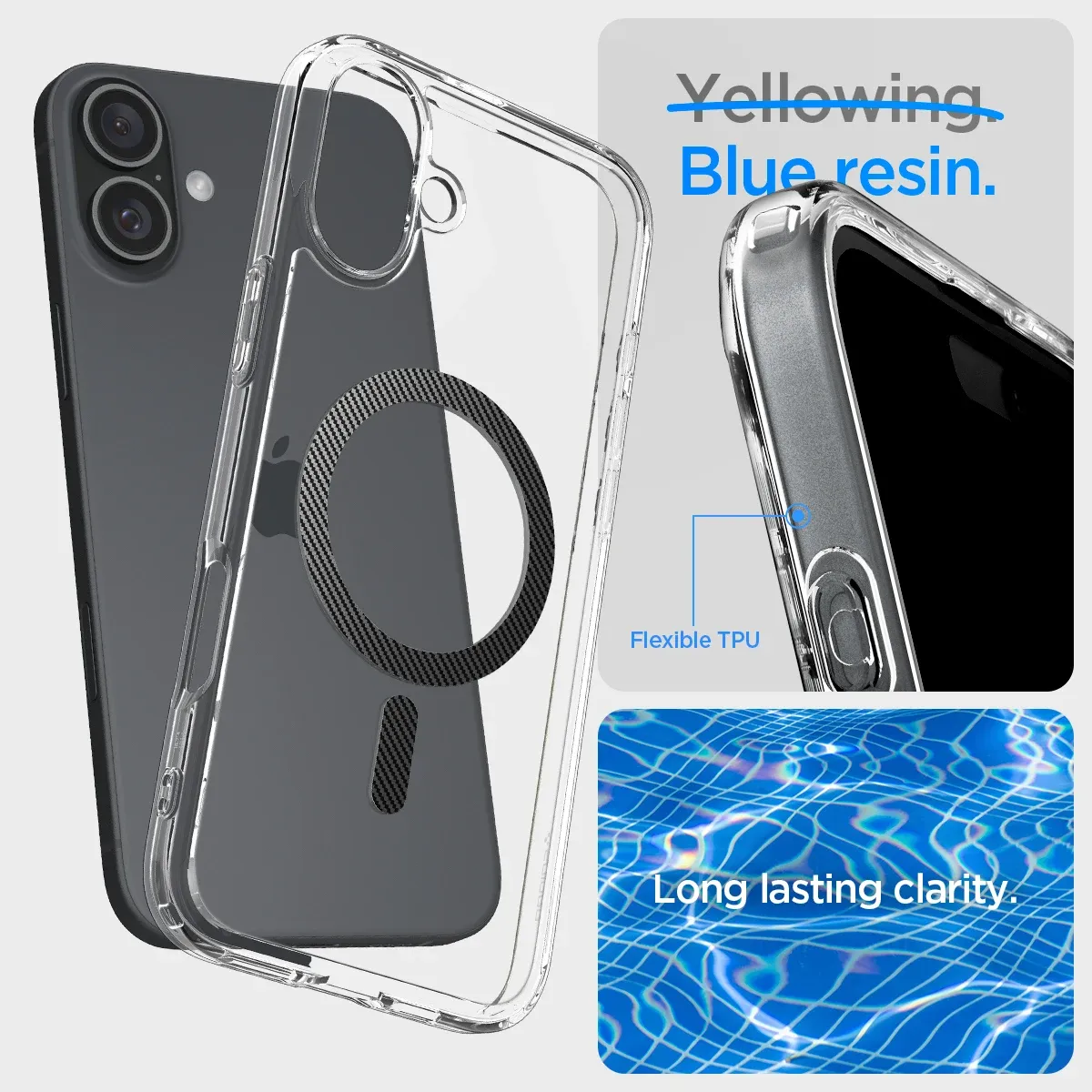 כיסוי שקוף מגנטי מחוזק לאייפון 16 Plus / 16 מבית Spigen