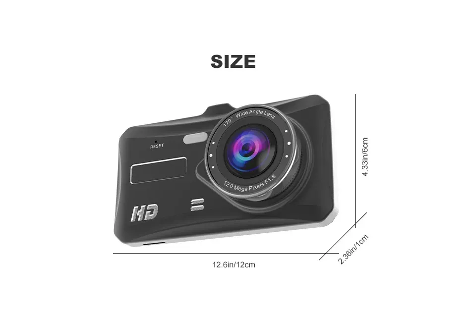 מצלמת דרך מראה כפולה 1080P עם מסך מגע 4 אינץ׳