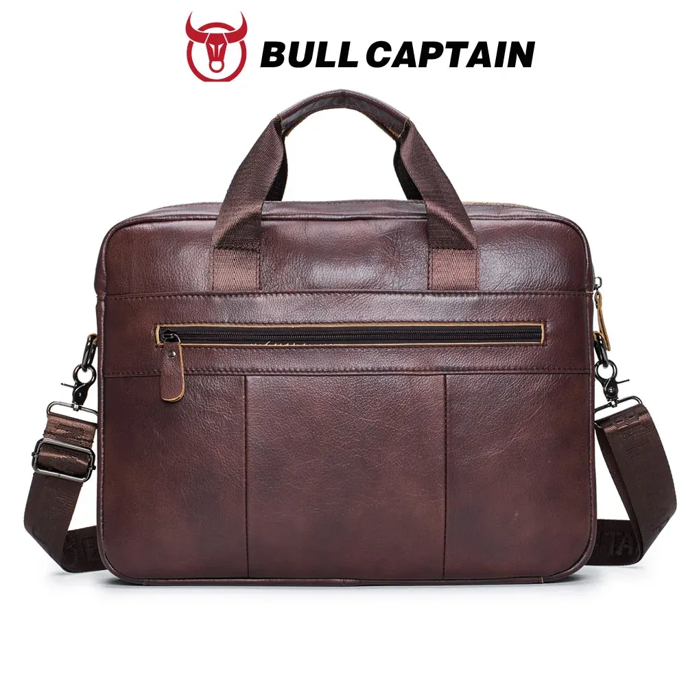 תיק בריף מעור אמיתי BULLCAPTAIN למחשב נייד 14 אינץ׳