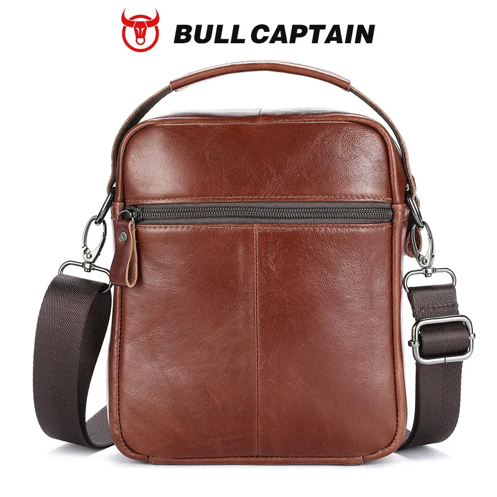 תיק צד מעור רטרו לגברים BULLCAPTAIN עם חלוקה פנימית חכמה
