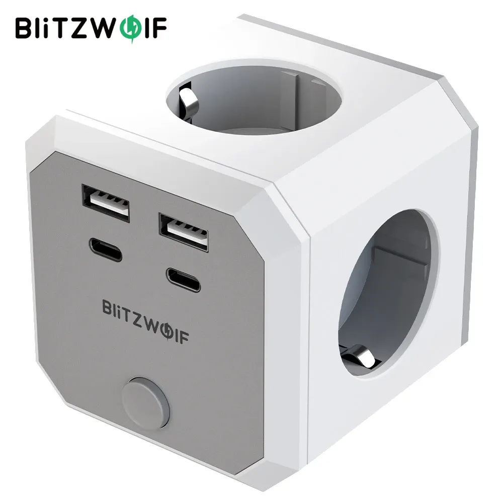 בליץוולף BW-EC2: קוביית שקעים 8 ב-1 לקיר עם USB-C ו-USB-A