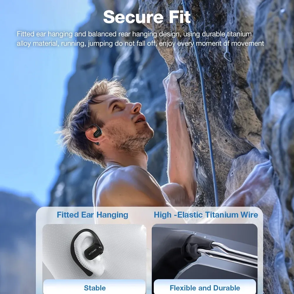 אוזניות OWS פתוחות BlitzWolf BW-BTS10 עם חיבור Bluetooth 5.4 ועמידות למים