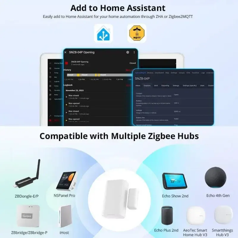 חיישן דלת וחלון Zigbee ‏SONOFF SNZB-04P עם התראה על חבלה