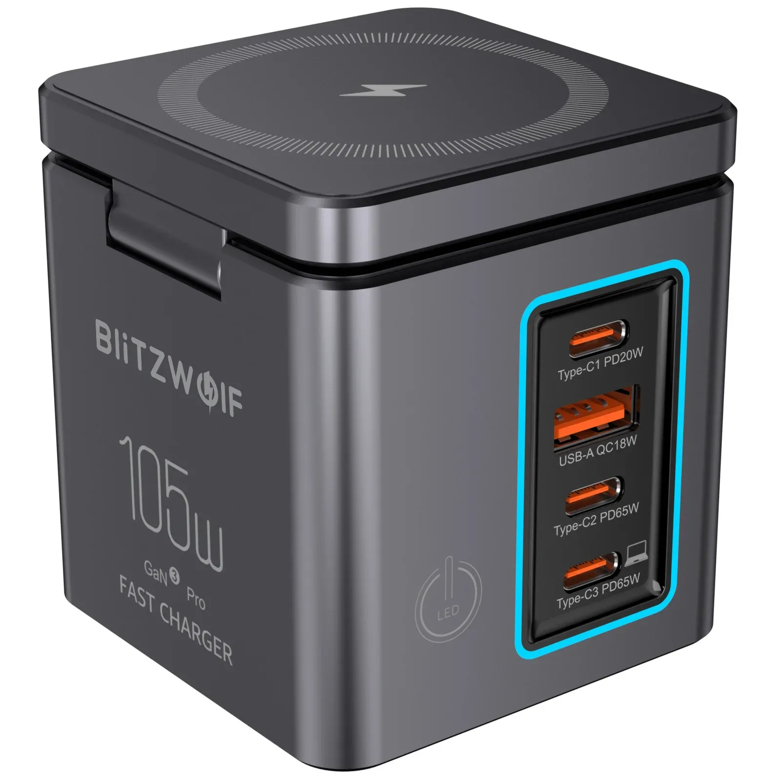 תחנת טעינה שולחנית BlitzWolf BW-i113 6 ב־1 עם טעינה אלחוטית
