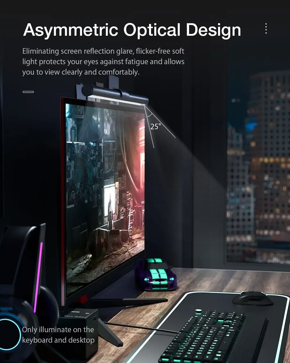 פס תאורה למסך עם תאורת RGB ועמעום חכם מבית Blitzwolf