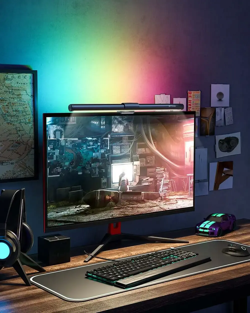 פס תאורה למסך עם תאורת RGB ועמעום חכם מבית Blitzwolf