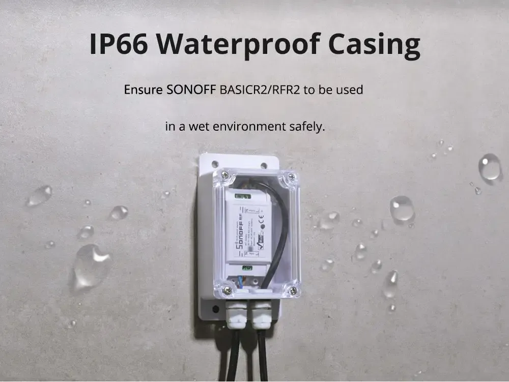 קופסת מגן אטומה IP66 ל‑Sonoff Basic/RF/Dual/Pow
