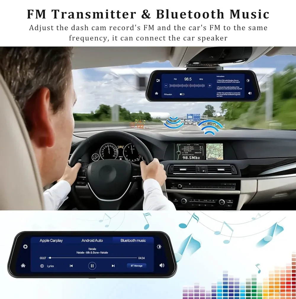 מראת דרך 3 מצלמות 4K עם GPS וחניה חכמה