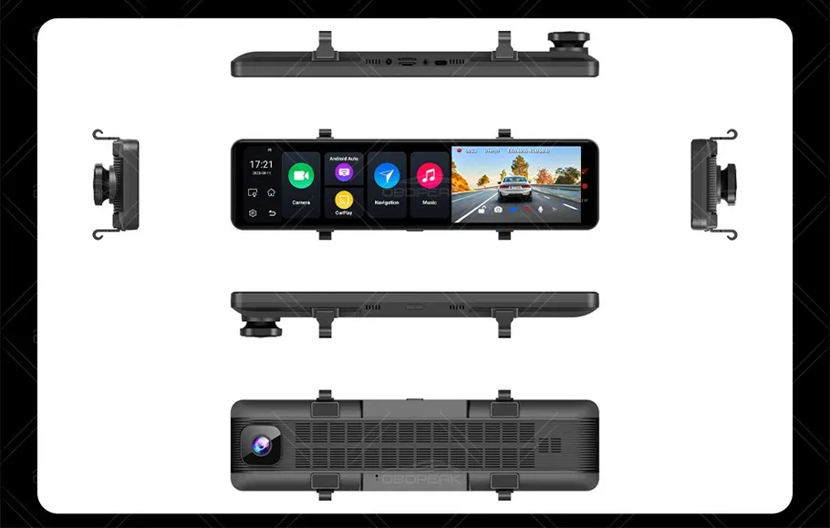 מראת דרך חכמה D90 עם מסך 11.26 אינץ׳, 4G ו‑Android 14