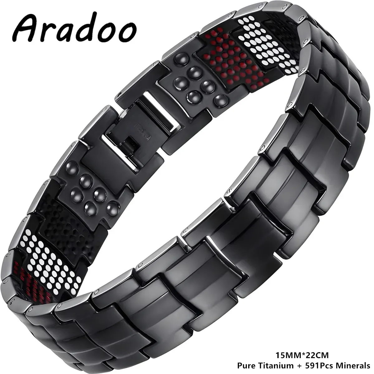 צמיד טיטניום שחור לגברים ARADOO עם מראה יוקרתי
