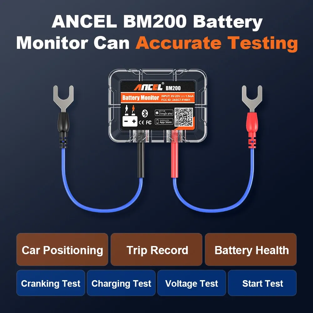 מנטר מצבר חכם ANCEL BM200 עם Bluetooth ואפליקציה