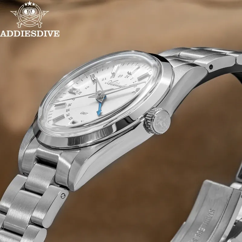 שעון ADDIESDIVE GMT יוקרתי 36 מ״מ עם זכוכית בועה ועמידות 100 מטר