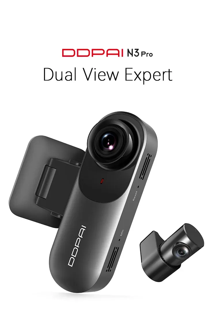 מצלמת דרך DDPAI Mola N3 Pro קדמית ואחורית 2.5K עם Wi‑Fi