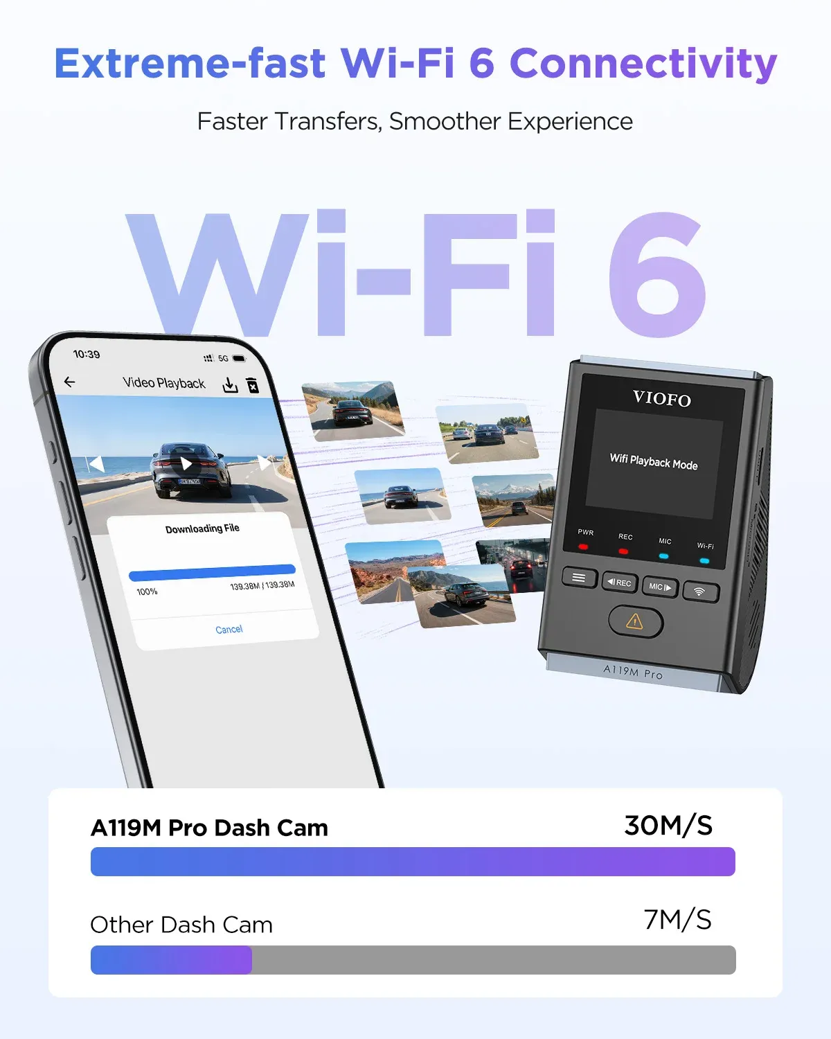 מצלמת דרך קדמית Viofo A119M Pro 4K עם STARVIS 2 ו‑GPS
