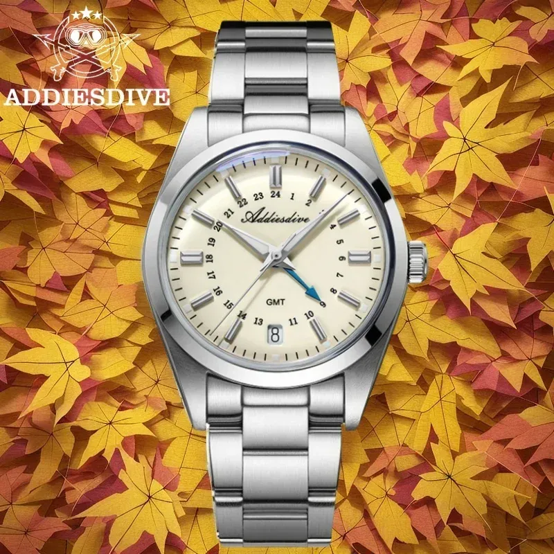 שעון ADDIESDIVE GMT קומפקטי 36 מ״מ עם תאורת BGW9 ועמידות 10 בר