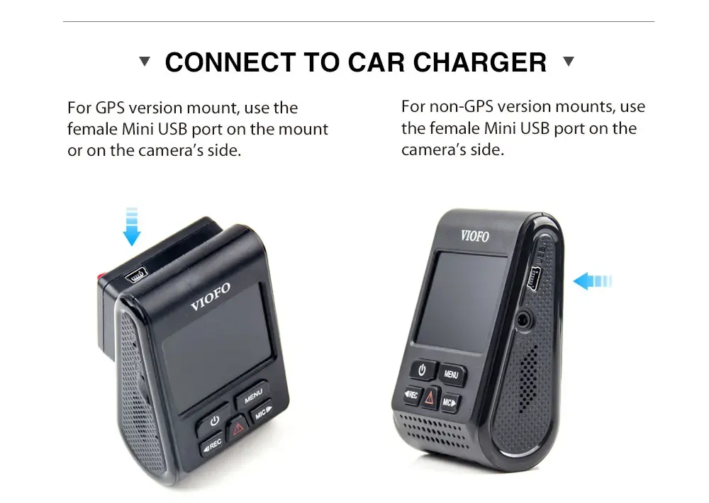 מצלמת דרך Viofo A119 V3 ‏2K עם מצב חניה ו‑GPS אופציונלי