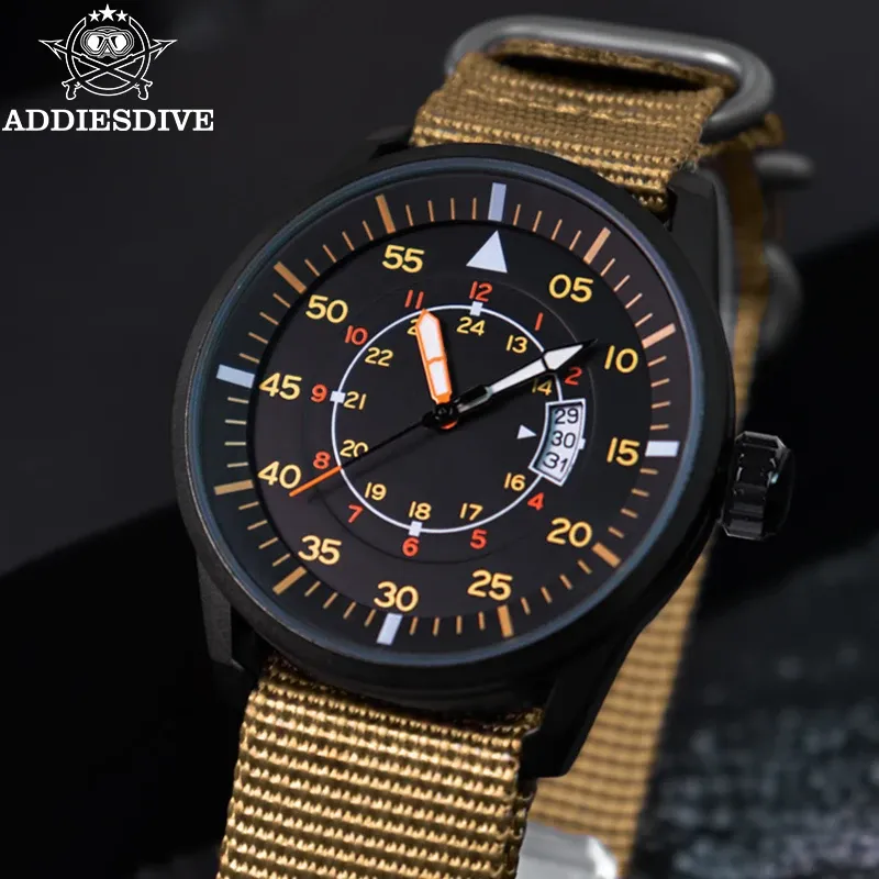 שעון ספורט קוורץ ADDIESDIVE MY-1508 עם רצועת ניילון ועמידות 50 מטר