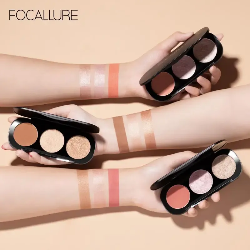פלטת סומק, היילייטר וקונטור Focallure בשלושה גוונים