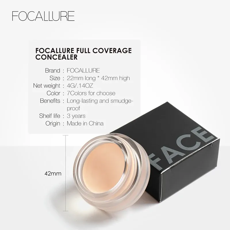 קונסילר קרמי עמיד במים FOCALLURE לכיסוי מלא