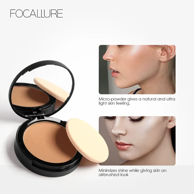 פודרה קומפקטית מינרלית Focallure עם שליטה בברק וכיסוי טבעי