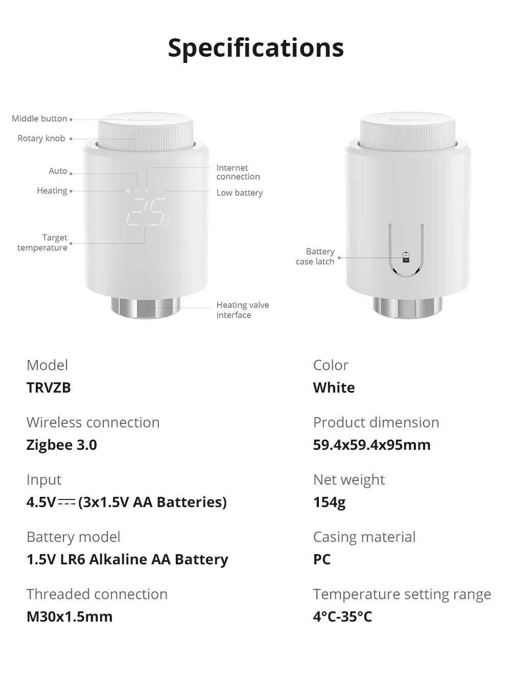 שסתום רדיאטור חכם Zigbee של SONOFF לשליטה מדויקת בחימום