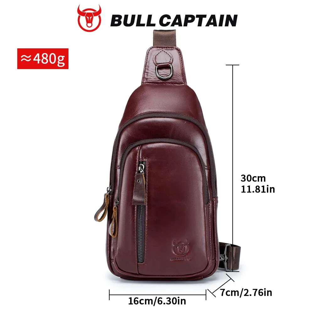 תיק חזה מעור אמיתי BULLCAPTAIN עם חלוקה חכמה ונפח יומיומי