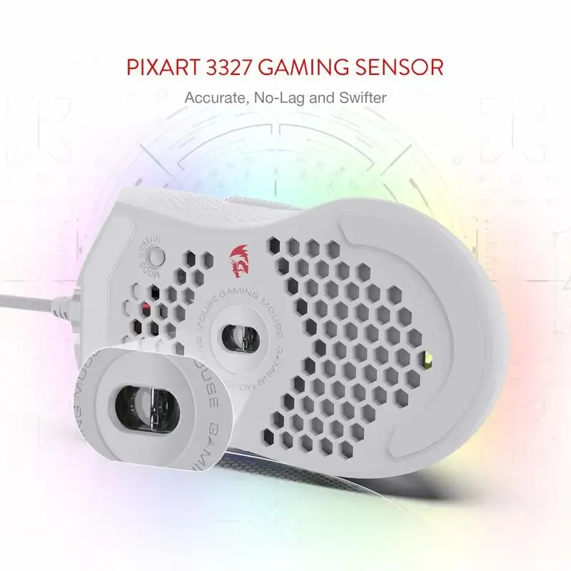 עכבר גיימינג קל במיוחד Redragon M808 Storm עם תאורת RGB וחיישן Pixart