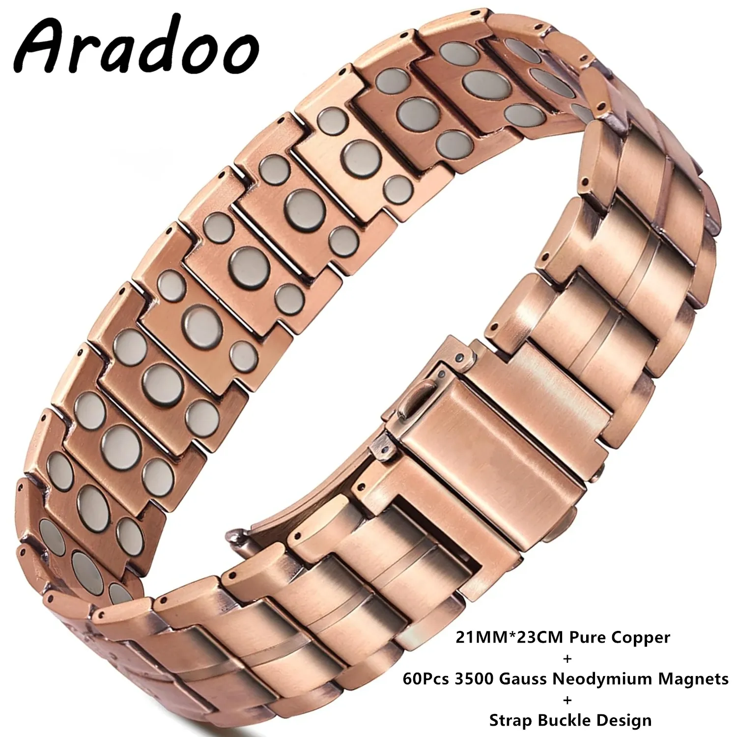 צמיד נחושת מגנטי ARADOO לגברים בגימור קלאסי