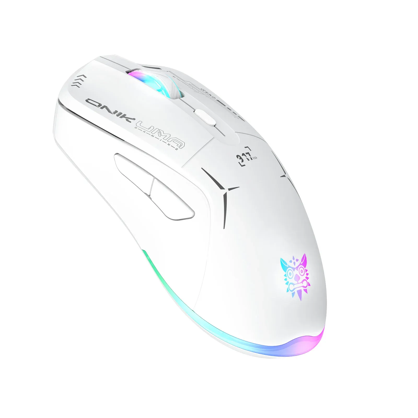 עכבר גיימינג אלחוטי ONIKUMA CW917 לבן עם תאורת RGB וסוללה מובנית
