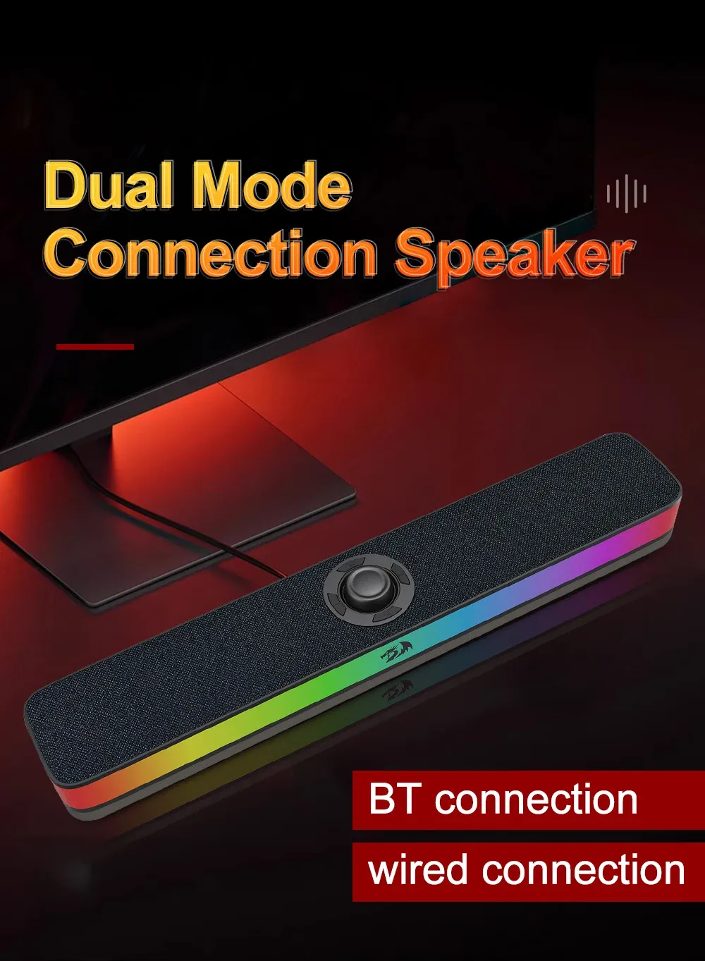 סאונדבר שולחני קומפקטי REDRAGON NEO GS515 עם RGB ו‑Bluetooth