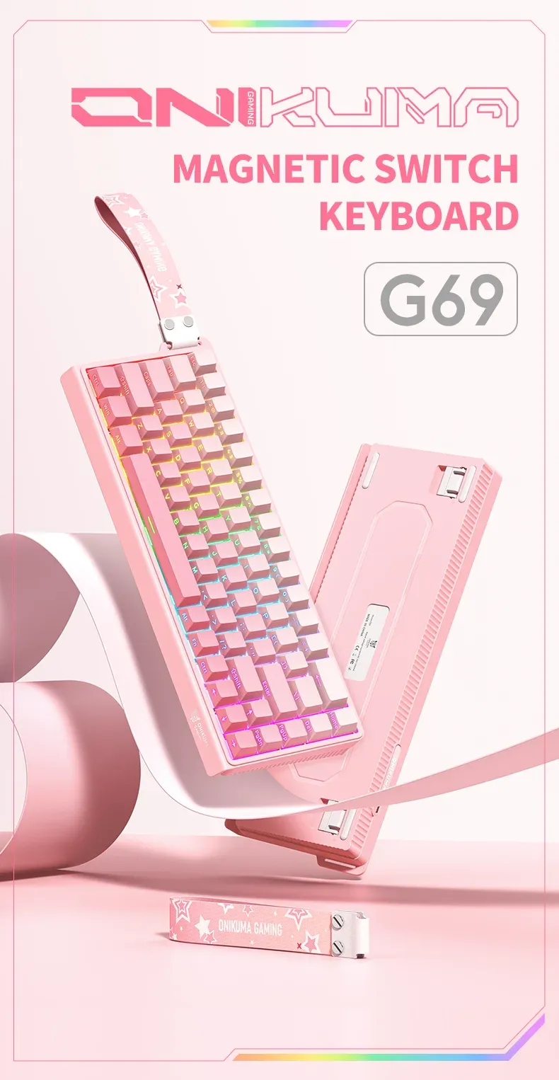 מקלדת מכנית מגנטית ONIKUMA 68 מקשים עם RGB וקצב סריקה 8000Hz