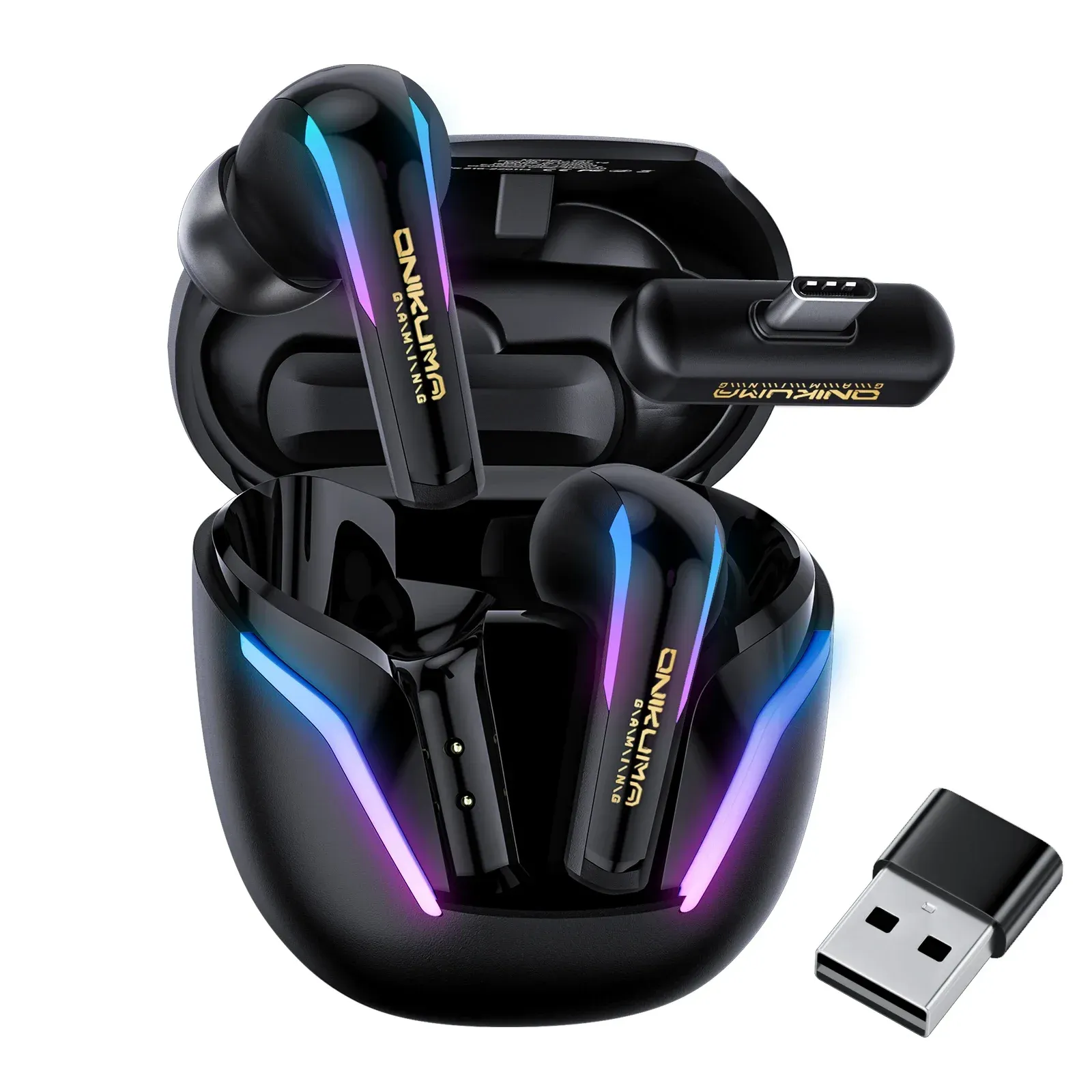 אוזניות גיימינג אלחוטיות ONIKUMA T27 עם ENC ותאורת RGB