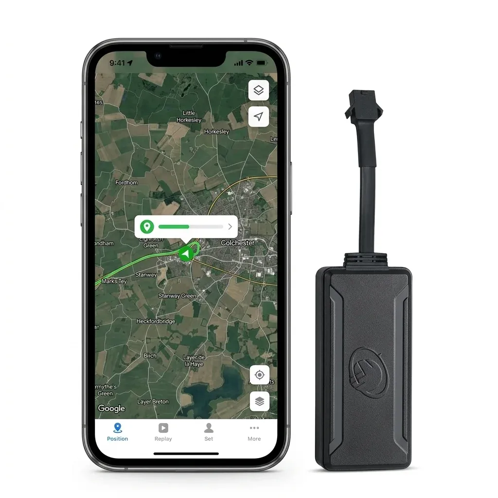 עוקב GPS שחור SinoTrack עם סמארטפון