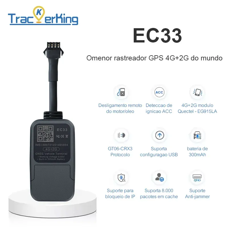 עוקב GPS כפול 4G קומפקטי עם סוללה מובנית