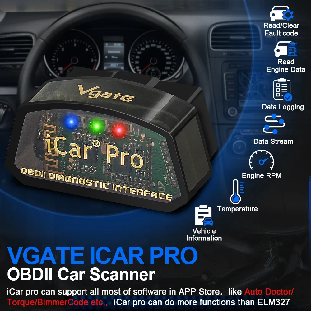 סורק OBD2 אלחוטי Vgate iCar Pro לאבחון רכב חכם