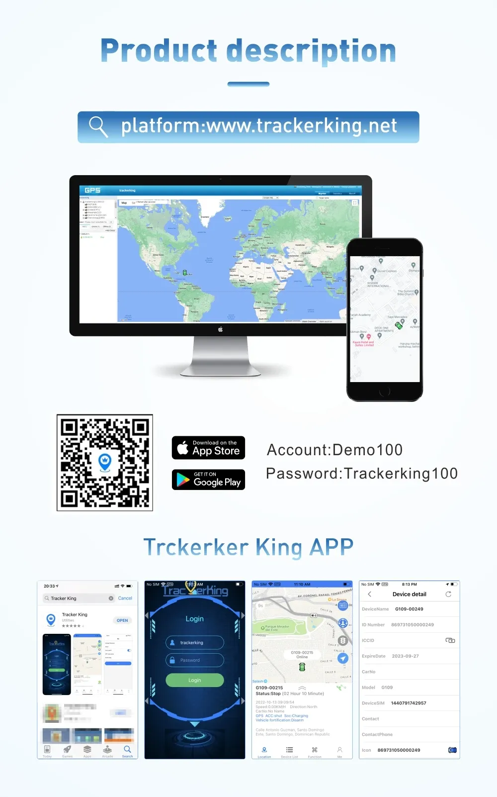 עוקב GPS חוטי Tracker King J14 עם פלטפורמת מעקב
