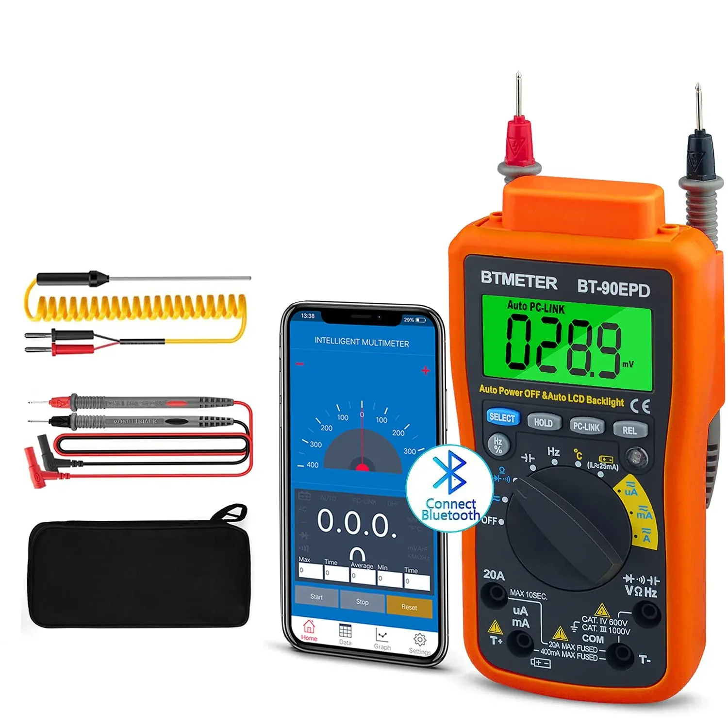 מולטימטר חכם עם Bluetooth ודאטה־לוגינג BTMETER BT-90EPD