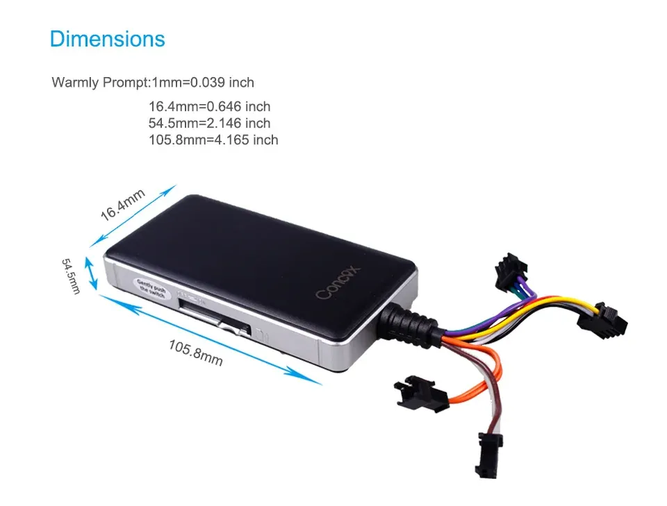 עוקב GPS חוטי לרכב Jimi GT06N עם התראות ושליטה מרחוק